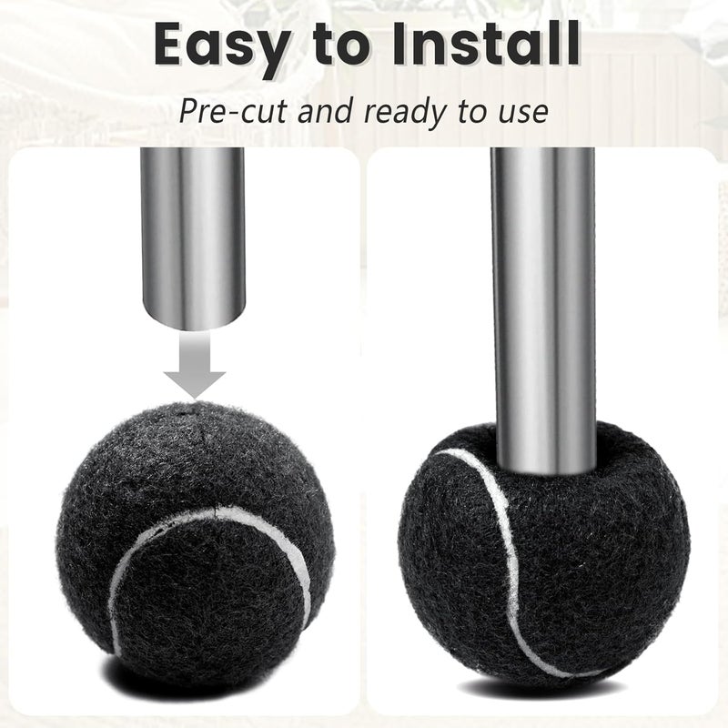 Dekafri Tennis Balls For Walkers Pre Cut 4pcs Walker Tennis Balls Precut For Seniors, Pre-Cut Ball For Walker Feet And Chair Legs, Universal Walker Glides Ball For Floor Protection, Fits Most Legs (Black) - Image 5